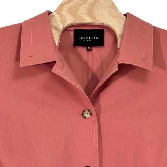 Lafayette 148 Top Button Up Long Sleeve Salmon READ Size 3X Layering Shacket - Picture 3 of 11